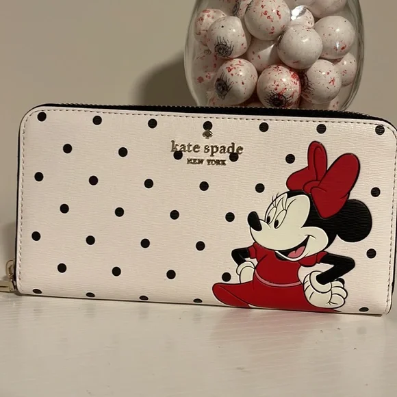 KATE SPADE DISNEY POLKA DOT LARGE CONTINENTAL WALLET Minnie Mouse - Picture 5 of 11